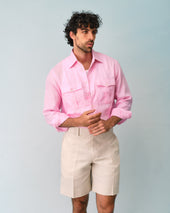 Pink Linen Loose Fit Shirt