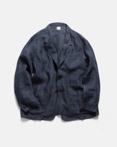 BRERA SINGLE BREASTED BLAZER - NAVY LINEN TWILL