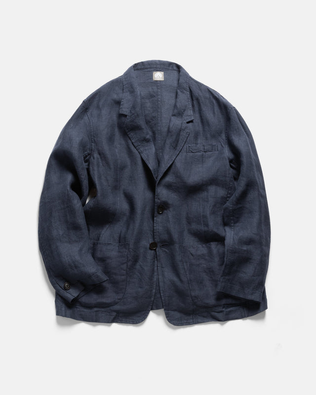 BRERA SINGLE BREASTED BLAZER - NAVY LINEN TWILL