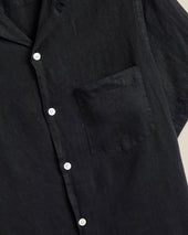 LINEN CAMP COLLAR - BLACK