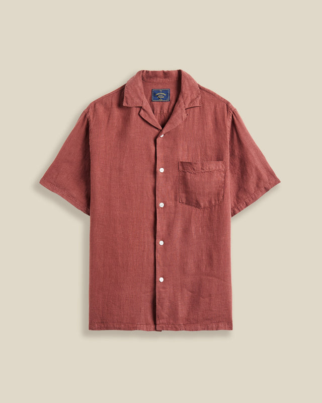 LINEN CAMP COLLAR - BORDEAUX