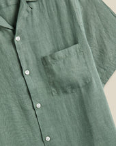 LINEN CAMP COLLAR - DRY GREEN