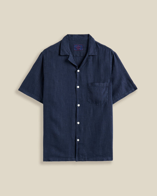 LINEN CAMP COLLAR - NAVY