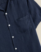 LINEN CAMP COLLAR - NAVY
