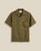 LINEN CAMP COLLAR - OLIVE