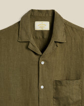 LINEN CAMP COLLAR - OLIVE