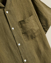 LINEN CAMP COLLAR - OLIVE