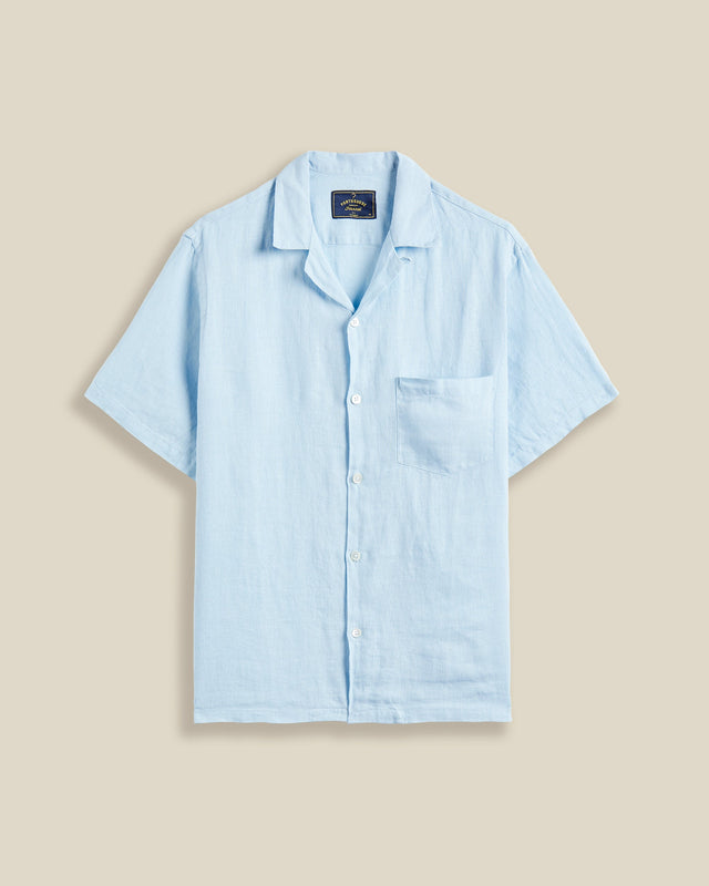 LINEN CAMP COLLAR - SKY