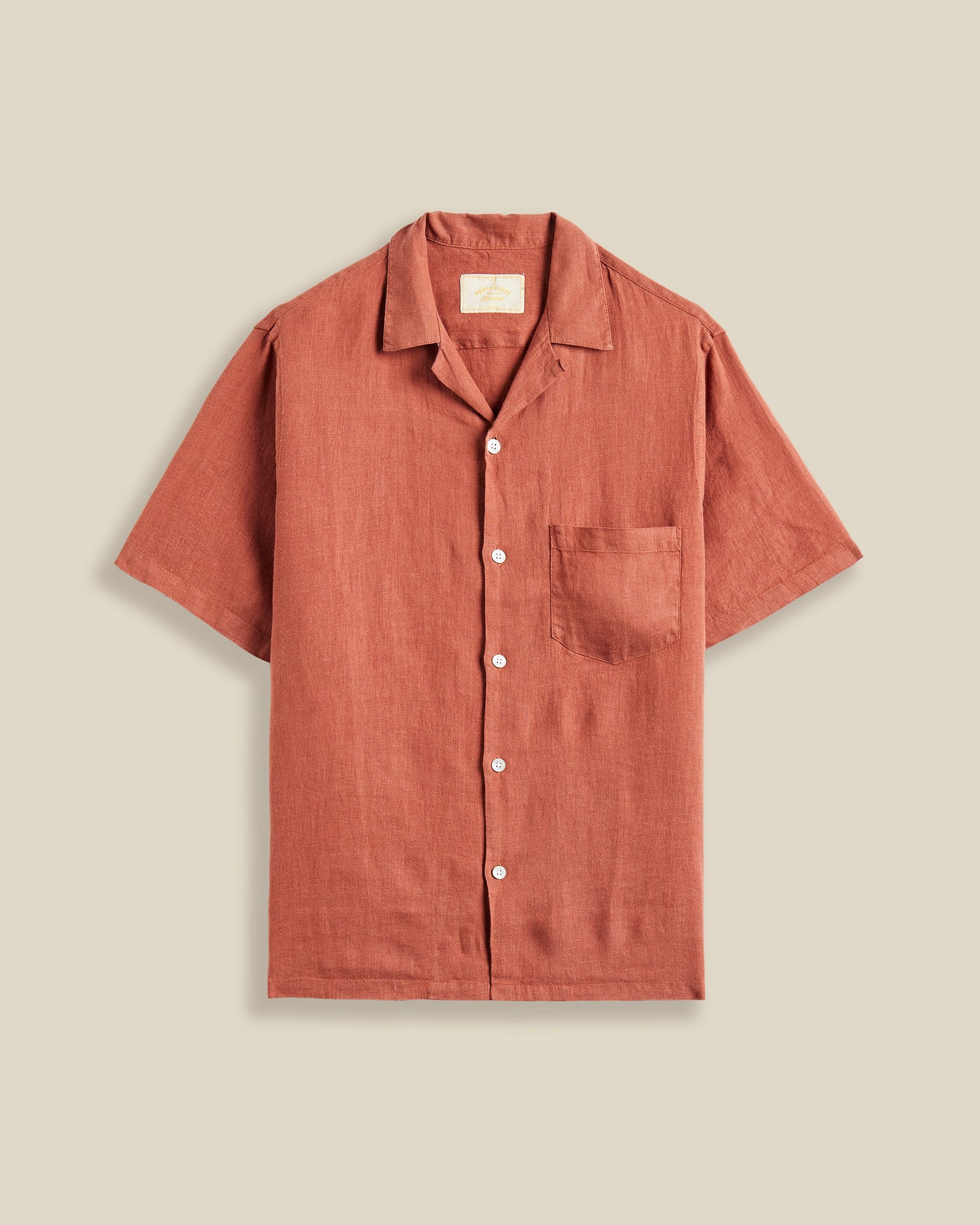 Linen Camp Collar Terracota