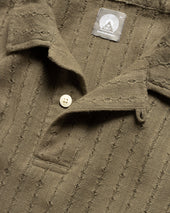 PETER SS POLO - COYOTE HANDWOVEN COTTON MESH