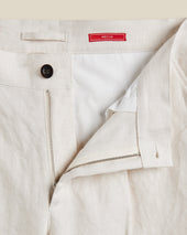 LINEN TROUSERS SINGLE PLEAT - ECRU