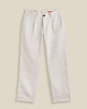 LINEN TROUSERS SINGLE PLEAT - ECRU