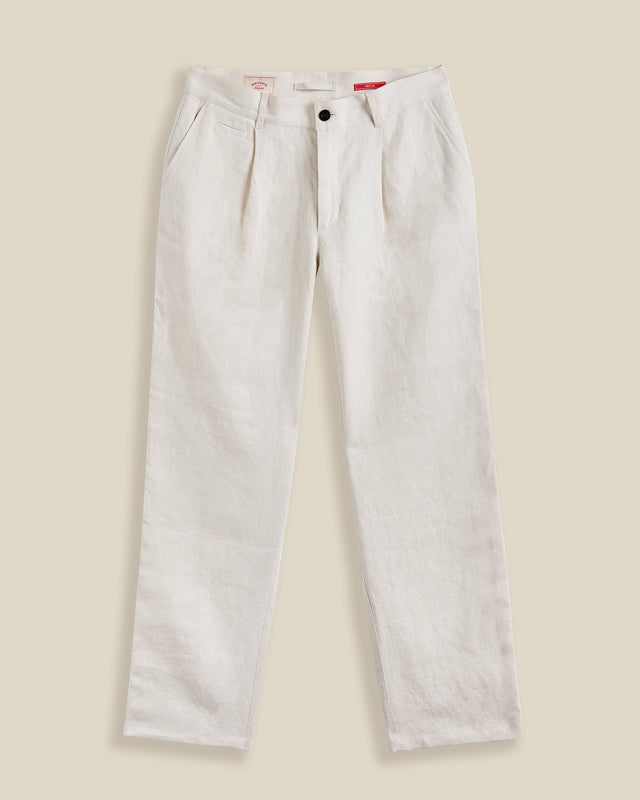 LINEN TROUSERS SINGLE PLEAT - ECRU