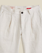 LINEN TROUSERS SINGLE PLEAT - ECRU