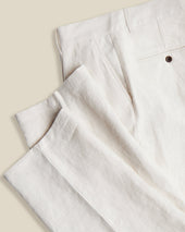 LINEN TROUSERS SINGLE PLEAT - ECRU