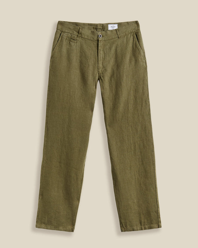 LINEN TROUSERS - OLIVE