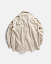 Locust Soft Point Collar Shirt Travertine Asymmetric Striped Cotton Poplin