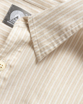 Locust Soft Point Collar Shirt Travertine Asymmetric Striped Cotton Poplin