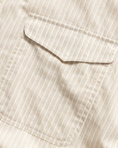 Locust Soft Point Collar Shirt Travertine Asymmetric Striped Cotton Poplin