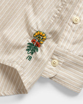 Locust Soft Point Collar Shirt Travertine Asymmetric Striped Cotton Poplin