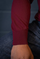 Men's Extra Fine Merino Wool Long Sleeve Polo Burgundy