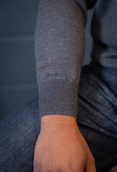 Men's Extra Fine Merino Wool Long Sleeve Polo Grey
