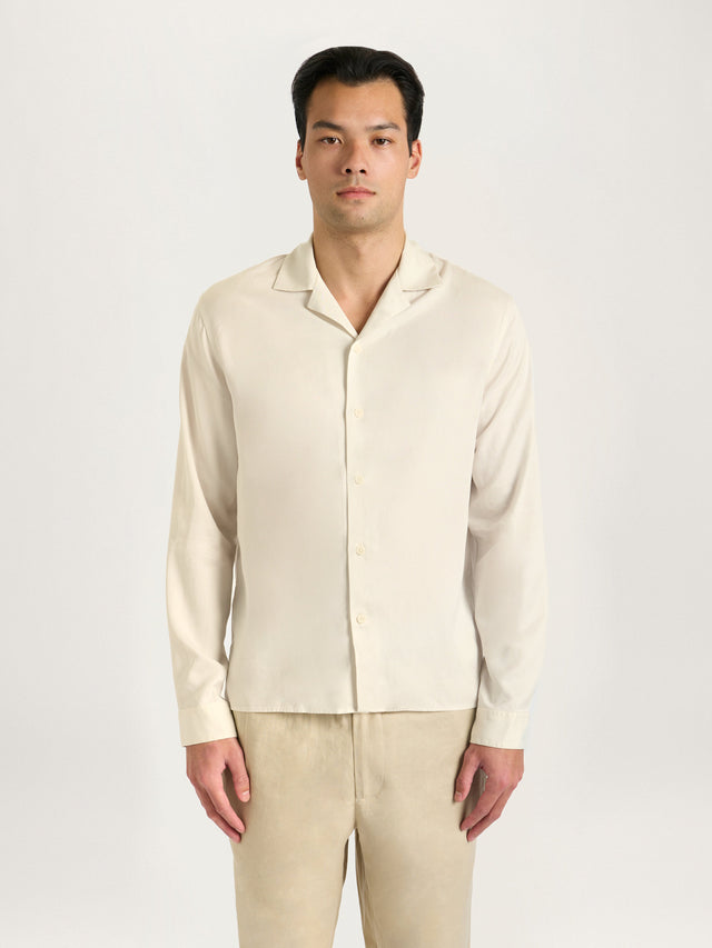 The Long Sleeve Cuban Collar Shirt || Natural | Tencel™ Lyocell