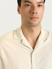 The Long Sleeve Cuban Collar Shirt Natural Tencel Lyocell