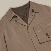 Long Microfibre Raincoat In Dark Natural