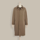 Long Microfibre Raincoat in Dark Natural