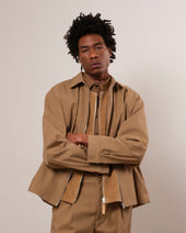 Box Zip Jacket Dark Beige