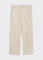 Lungo Herringbone Straight Trousers | Cotton | Cream