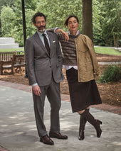 Spread Collar Dress Shirt In Sky Stripe Poplin