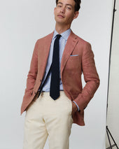 Kincaid No 3 Jacket In Persimmon Wheat Herringbone Linen