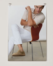 Textured Hyannis Polo Sweater In Bone Cotton Linen