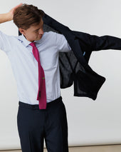 Spread Collar Dress Shirt In Pencil Stripe Poplin