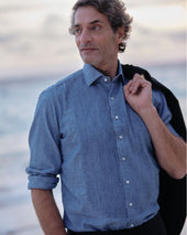 French Cuff Pleated Bib Front Tuxedo Shirt In Extra Light Washed