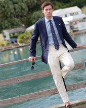 Spread Collar Dress Shirt In Bluegrass Multi Stripe Poplin