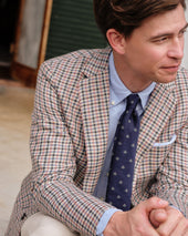 Virgil No 2 Jacket In Oat Blue Pink Check Hopsack