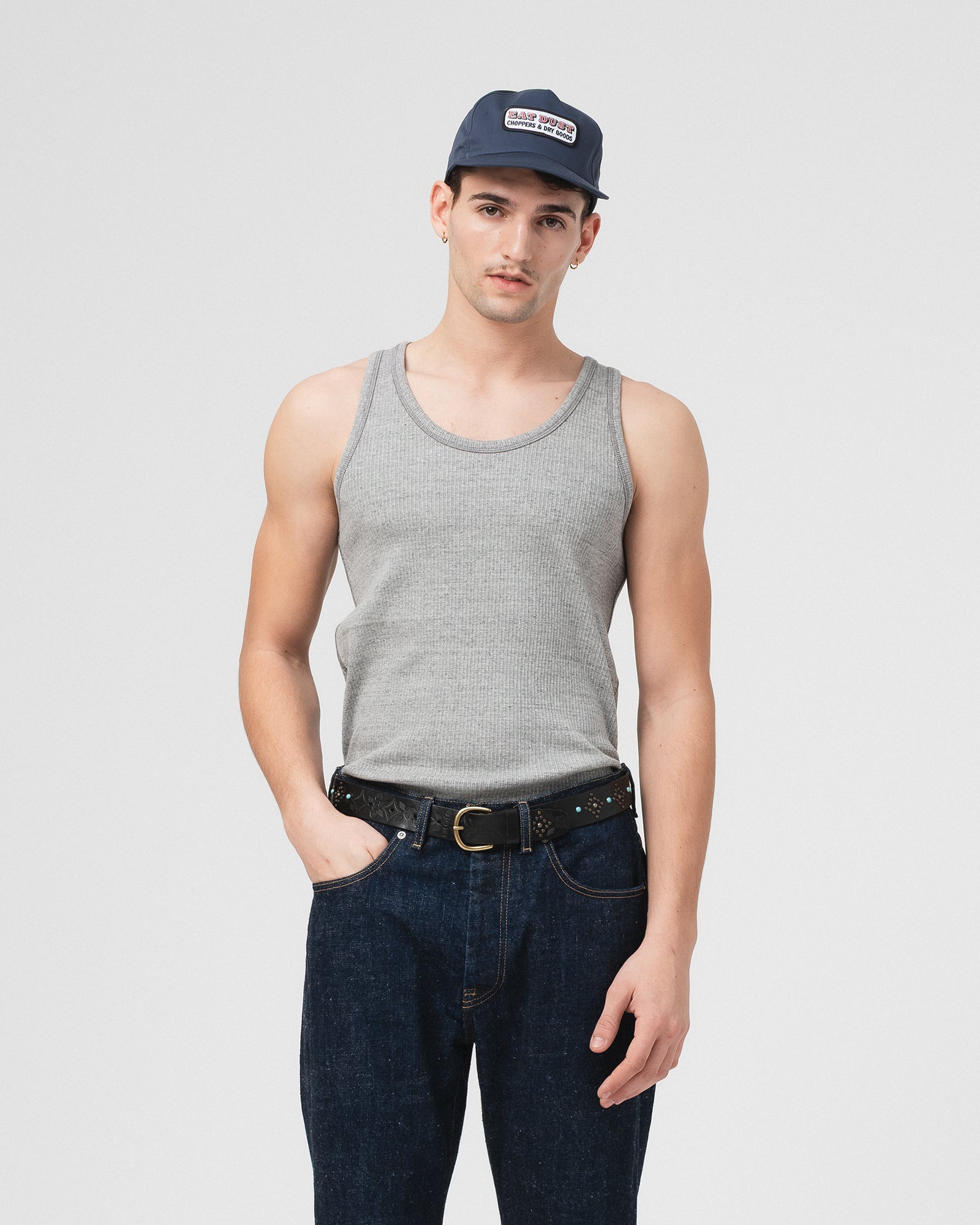 Tank Top Military Rib Grey Melange