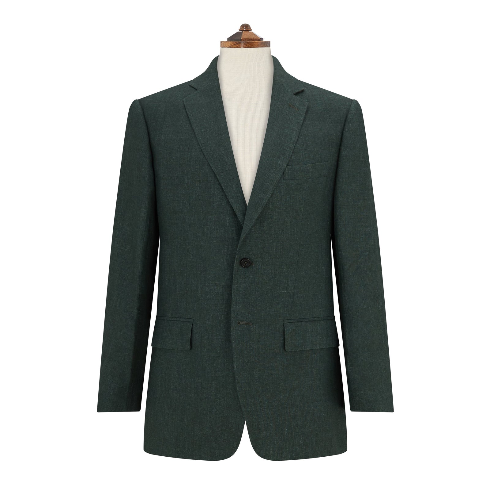 William Dark Green Plain Weave Linen Jacket