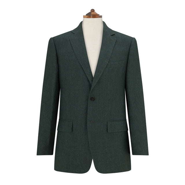 William Dark Green Plain Weave Linen Jacket