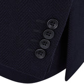 William Navy Wool and Cotton Herringbone Jacket