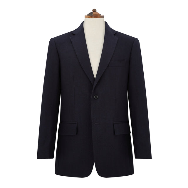 William Navy Wool and Cotton Herringbone Jacket