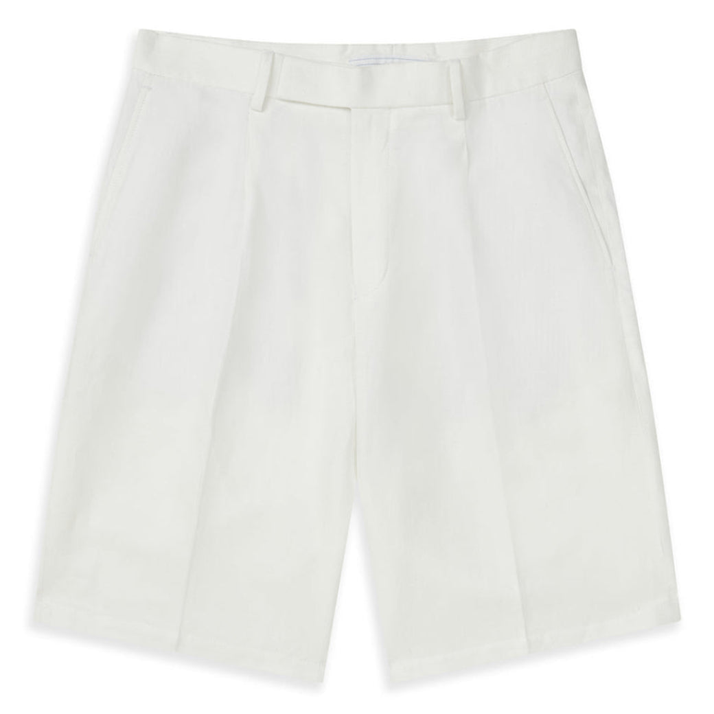 Tully Chalk White Twill Linen Shorts