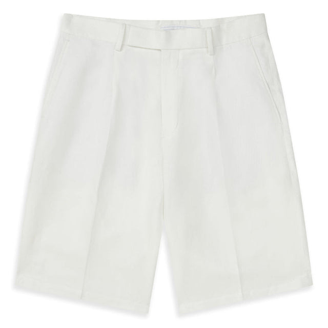 Tully Chalk White Twill Linen Shorts