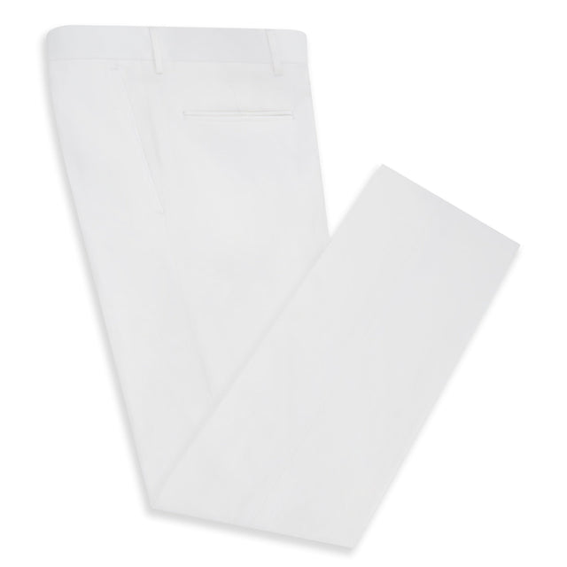 Barney White Twill Cotton Linen Trousers