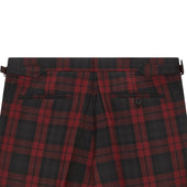 Barney Burgundy Black Check Evening Trouser