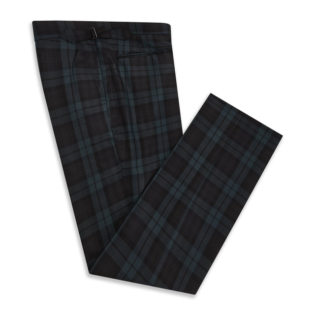 Barney Teal Black Check Evening Trouser