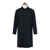 Shelton Navy Twill Wool Raincoat